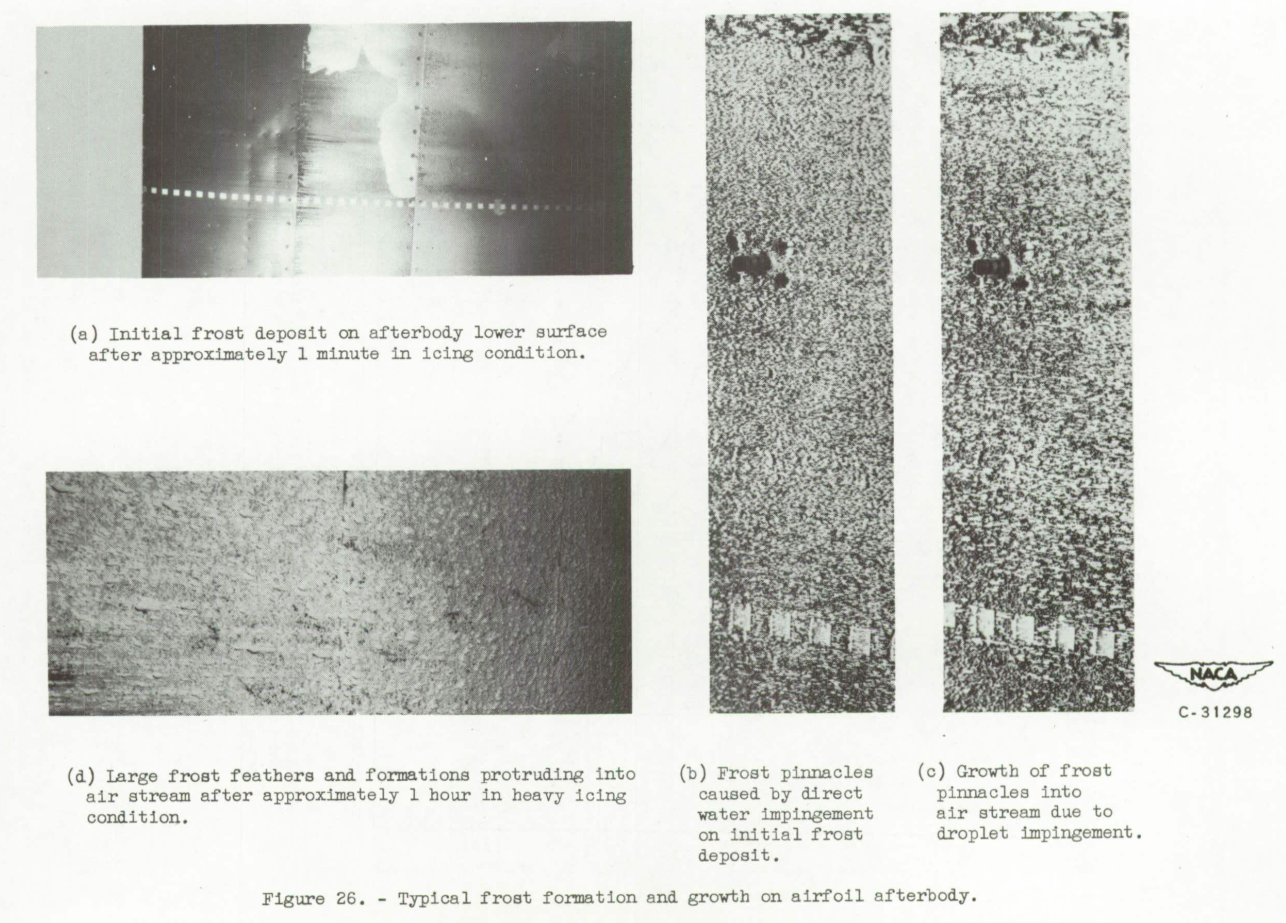 Figure 26. Typical frost formation and growth on airfoil afterbody.
